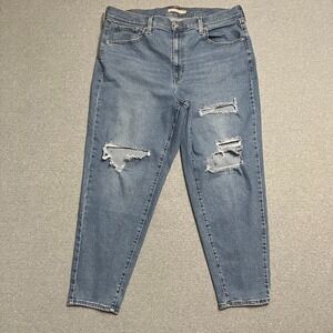 Levis Jeans Womens 18W Plus High Waisted Mom Jean Distressed Ripped Denim